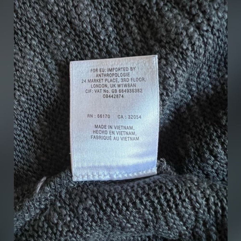 ANTHROPOLOGIE Deletta Mixed Knit and Chiffon Gray Oversized Sweater Top Size L - Picture 10 of 10